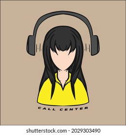 Cute Call Center Girl Logo Icon, Editable Vector File For Your Brand Or All Of Your Graphic Needs