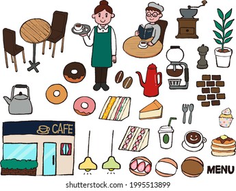 Cute and calm cafe icon frame