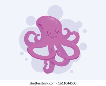 cute calm octopus who learns to cope with their own experiences through yoga and meditation