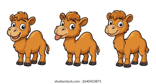 Cute Camel Cartoon Mascot Illustrations