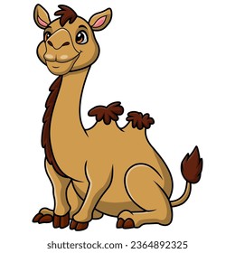 Cute camel cartoon on white background