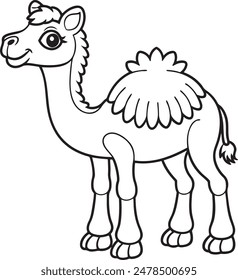 Cute Camel Doodle Coloring Page Character