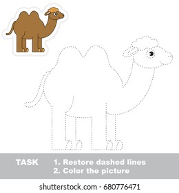 Cute Camel. Dot to dot educational game for kids.