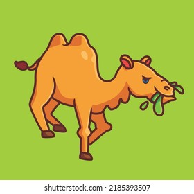 Cute Camel Eating Grass Isolated Cartoon Stock Vector (Royalty Free