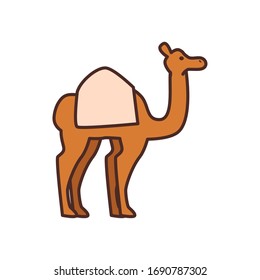 Cute camel fill style icon design, Animal zoo life nature character desert and adorable theme Vector illustration