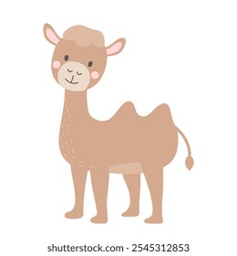 Cute camel isolated on white background. Cartoon nursery art baby character.
