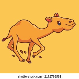 cute camel run really fast. isolated cartoon animal illustration. Flat Style Sticker Icon Design Premium Logo vector. Mascot Character