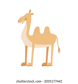 Cute camel in simple hand drawn style. Camel isolated on a white background. Vector illustration for children.