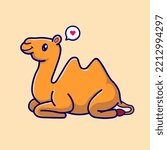 Cute Camel Sitting Cartoon Vector Icon Illustration. Animal Nature Icon Concept Isolated Premium Vector. Flat Cartoon Style