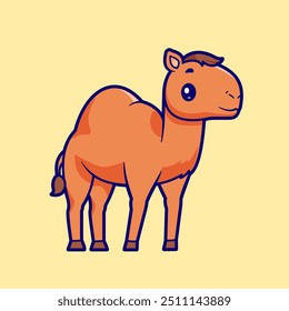Cute Camel Standing Cartoon Vector Icon Illustration. Animal Nature Icon Concept Isolated Premium Vector. Flat Cartoon Style