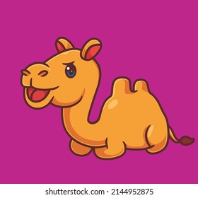 cute camel take a rest sitting. isolated cartoon animal illustration. Flat Style Sticker Icon Design Premium Logo vector. Mascot Character