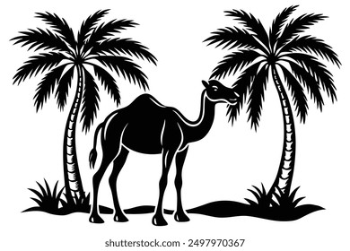 Niedliches Kamel-Vektorgrafik - Cartoon, Clipart Line Art Design Bezauberndes Kamel-Vektorgrafik für Cartoon-, Clipart- und Line Art-Designs