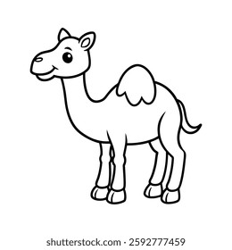 Cute camel vector illustration and line art 