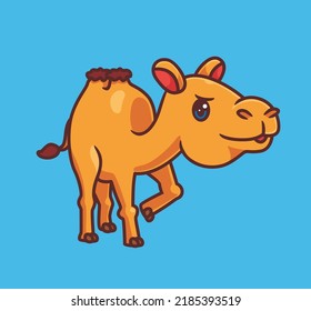 cute camel walking curious. isolated cartoon animal illustration. Flat Style Sticker Icon Design Premium Logo vector. Mascot Character