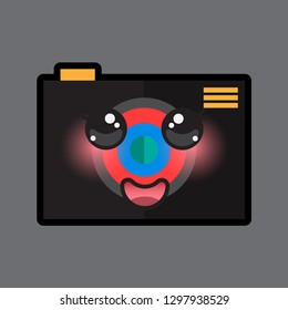 cute "camera" cartoon images with a funny expression, isolated with solid colored background.