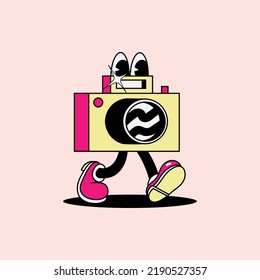 cute camera character vector illustration suitable for logos and icons