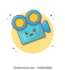 Cute Camera Film Vector Icon Illustration. Kawaii Camera Mascot, Movie Icon Concept White Isolated. Flat Cartoon Style Suitable for Web Landing Page, Banner, Sticker, Background