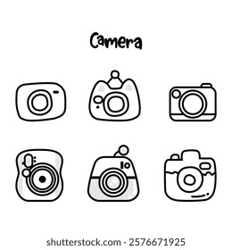 cute camera icon vector design black white