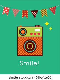 cute camera smile card poster vector