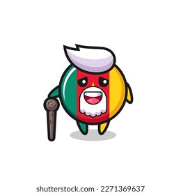 cute cameroon flag badge grandpa is holding a stick , cute style design for t shirt, sticker, logo element