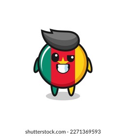 cute cameroon flag badge mascot with an optimistic face , cute style design for t shirt, sticker, logo element