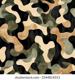 Cute camouflage seamless pattern with color brush strokes. watercolor background. Watercolor print in rustic vintage style, textile or wallpapers.