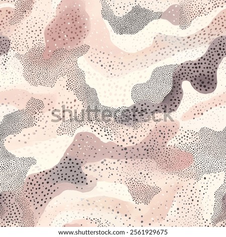 Cute camouflage with small circle dot watercolor seamless dot pattern with cream watercolor background. Watercolor print in rustic vintage style, textile or wallpapers.