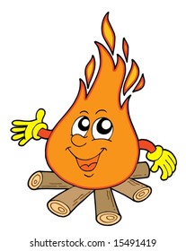 Fuego de campamento lindo - ilustración vectorial.
