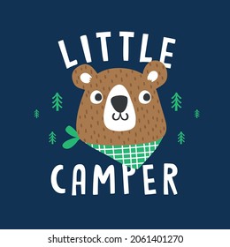 cute camper bear cartoon as vector for tee print