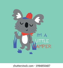cute camper koala drawing as vector