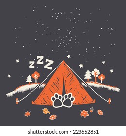 Cute Camping Kids Tshirt Screenprint