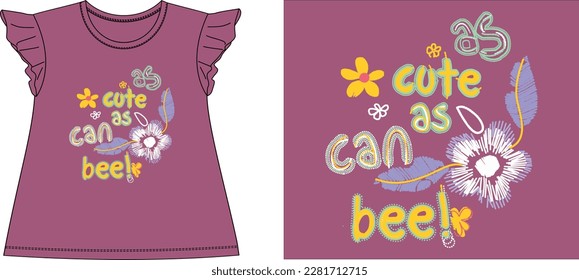 as cute as can bee graphic design vector