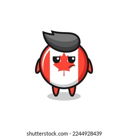 cute canada flag badge character with suspicious expression , cute style design for t shirt, sticker, logo element