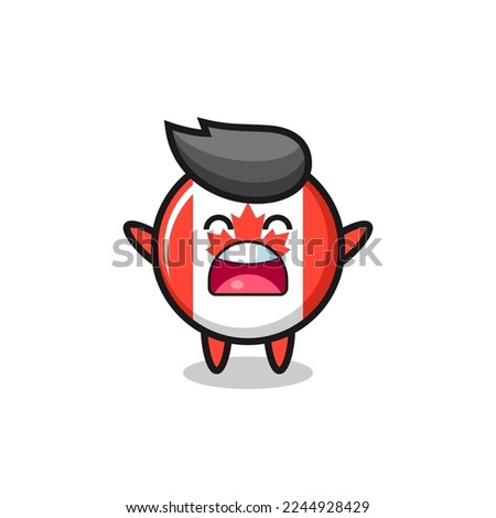 cute canada flag badge mascot with a yawn expression , cute style design for t shirt, sticker, logo element