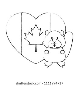 cute canadian marmot with heart