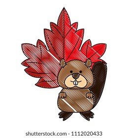 cute canadian marmot with maple leaf
