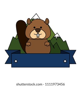 cute canadian marmot with ribbon