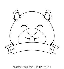 cute canadian marmot with ribbon