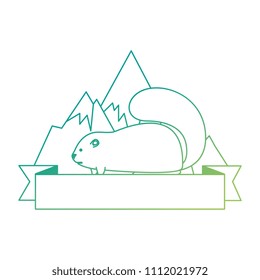 cute canadian marmot with ribbon and landscape