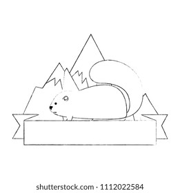 cute canadian marmot with ribbon and landscape