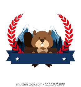cute canadian marmot with ribbon and wreath
