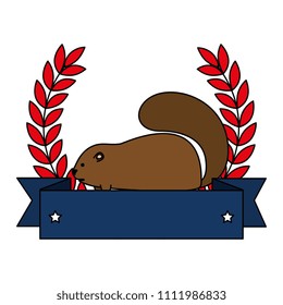 cute canadian marmot with ribbon and wreath