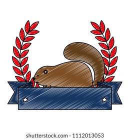 cute canadian marmot with ribbon and wreath