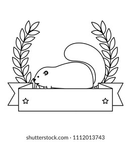 cute canadian marmot with ribbon and wreath