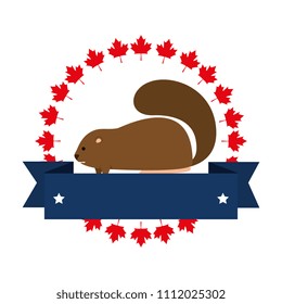 cute canadian marmot with ribbon and wreath
