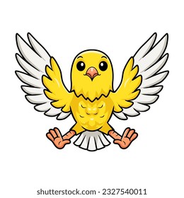 Cute canary bird cartoon flying