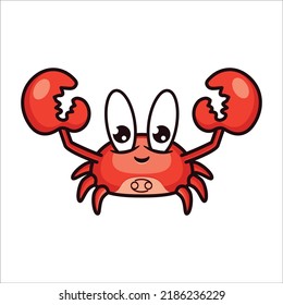 Cute cancer zodiac, Crab logo design illustration