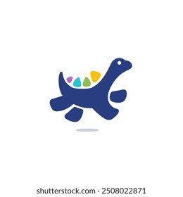 Cute Cand Colorful Dinosaur Brachiosaurus, Child care and school  Logo Design Vector