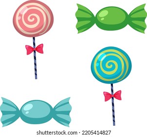 Cute candies isolated set illustration