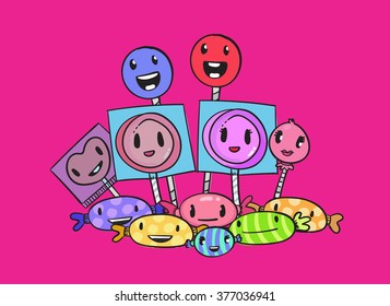 Cute Candies vector illustration
